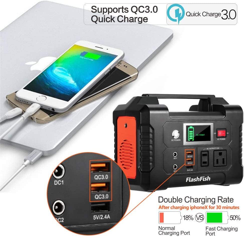 200W Portable Power Station, FlashFish 40800mAh Solar Generator with 110V AC Outlet/2 DC Ports/3 USB Ports, Backup Battery Pack Power Supply for CPAP - product view 7