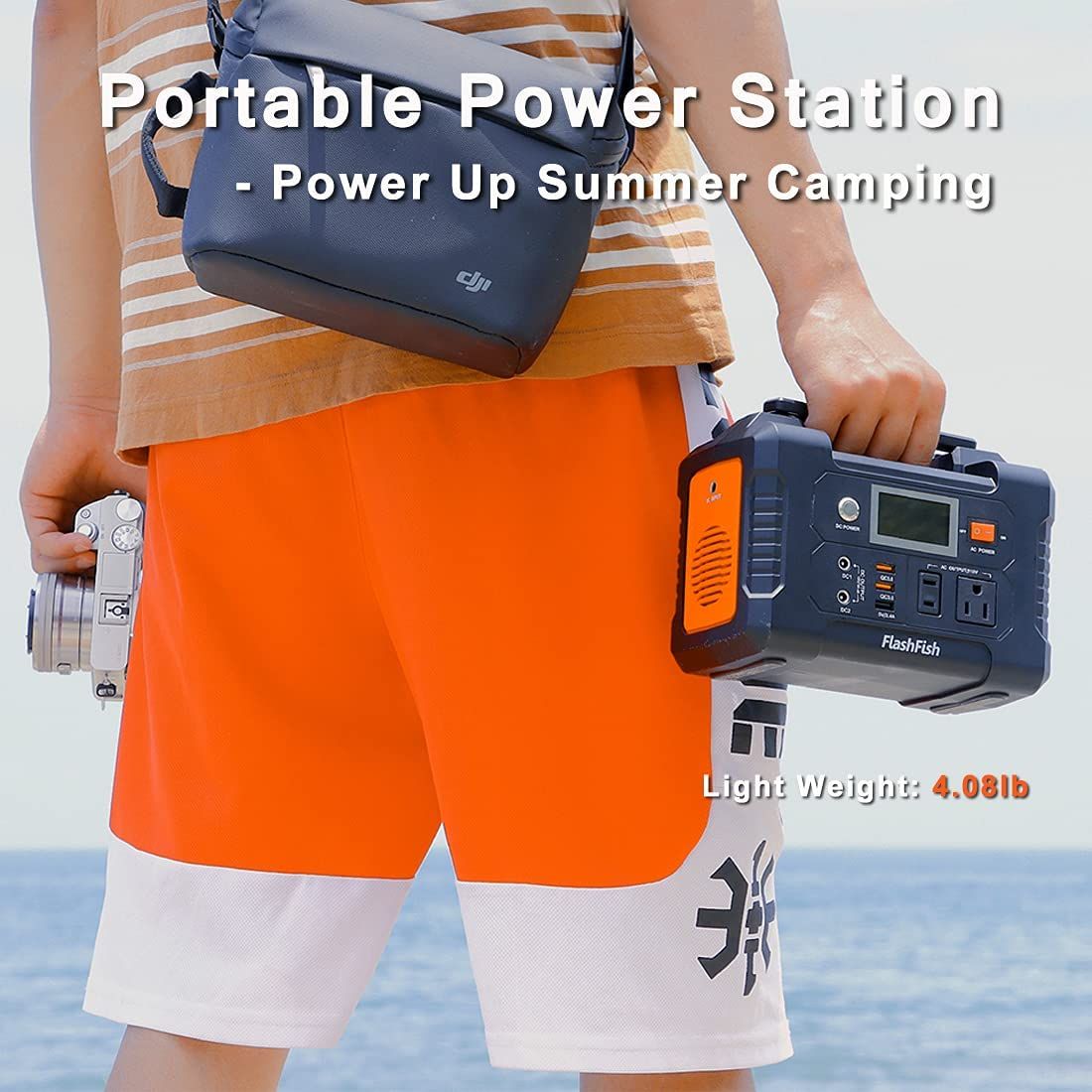 200W Portable Power Station, FlashFish 40800mAh Solar Generator with 110V AC Outlet/2 DC Ports/3 USB Ports, Backup Battery Pack Power Supply for CPAP - product view 6