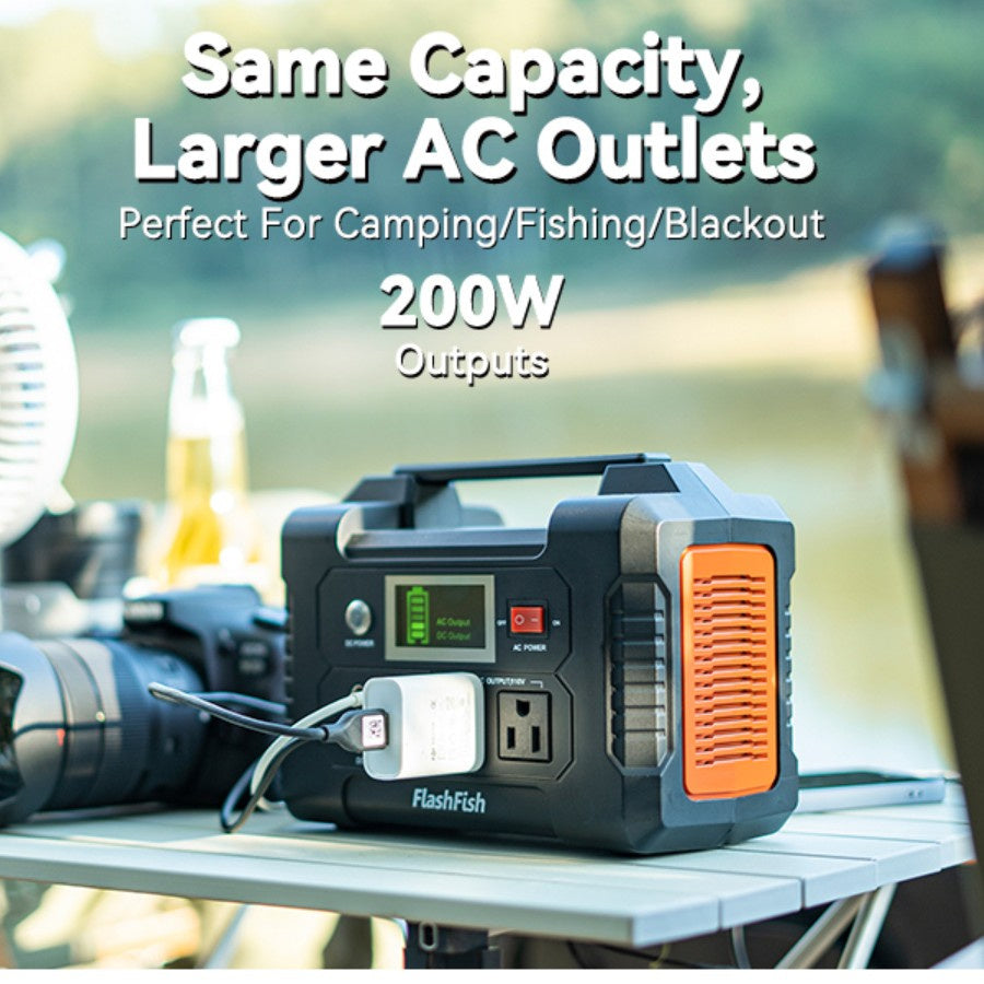 200W Portable Power Station, FlashFish 40800mAh Solar Generator with 110V AC Outlet/2 DC Ports/3 USB Ports, Backup Battery Pack Power Supply for CPAP - product view 4