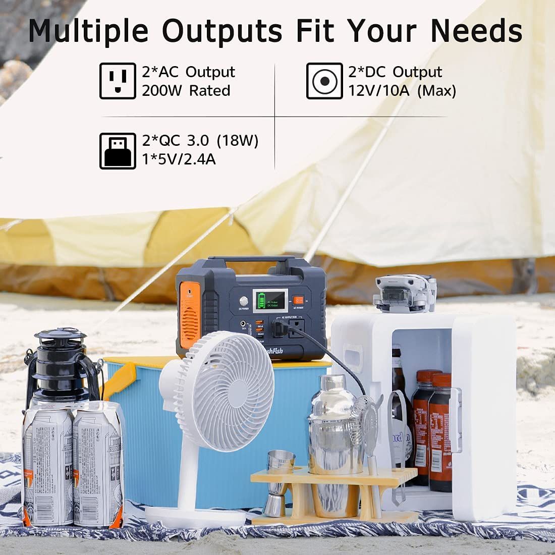 200W Portable Power Station, FlashFish 40800mAh Solar Generator with 110V AC Outlet/2 DC Ports/3 USB Ports, Backup Battery Pack Power Supply for CPAP - product view 8