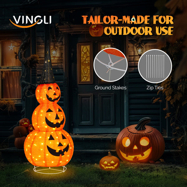 5ft Halloween Collapsible Pumpkin Decorations 100 LED Lights - product view 7