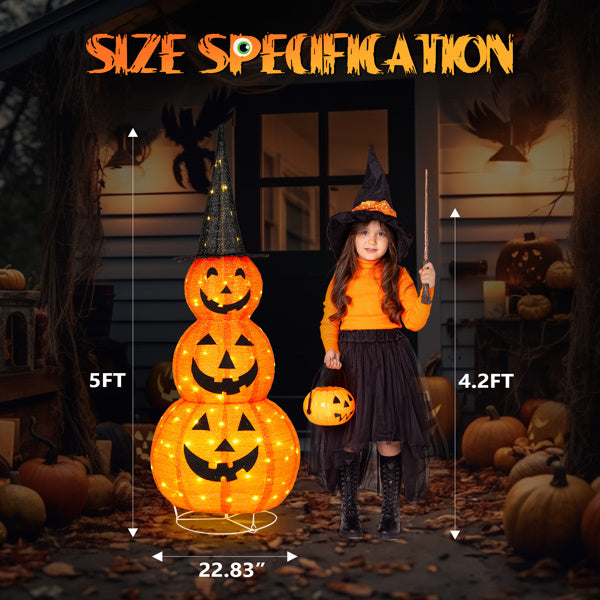 5ft Halloween Collapsible Pumpkin Decorations 100 LED Lights - product view 5