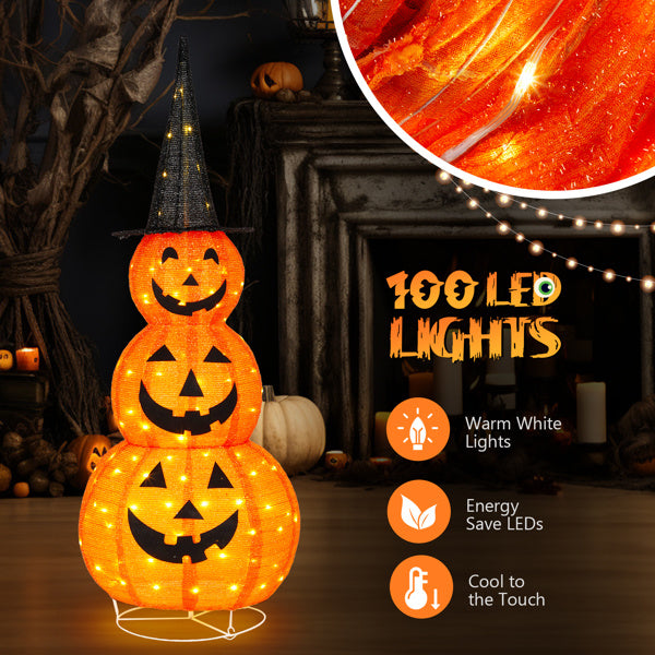 5ft Halloween Collapsible Pumpkin Decorations 100 LED Lights - product view 3