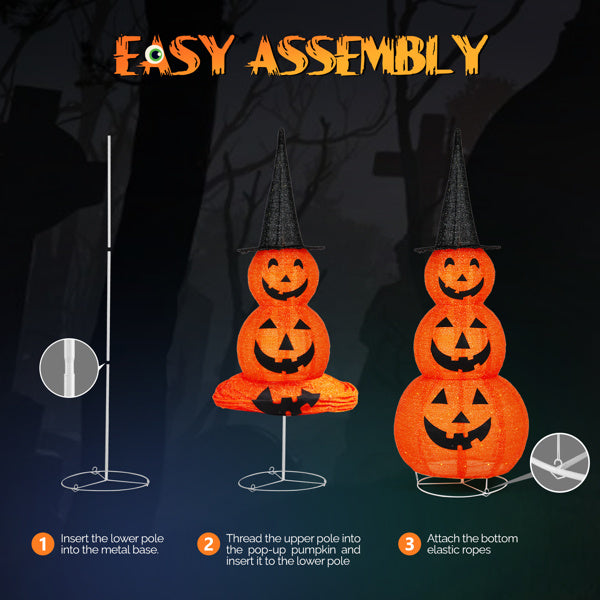 5ft Halloween Collapsible Pumpkin Decorations 100 LED Lights - product view 2