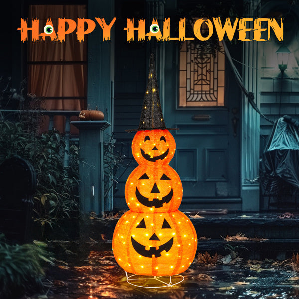 5ft Halloween Collapsible Pumpkin Decorations 100 LED Lights - product view 6