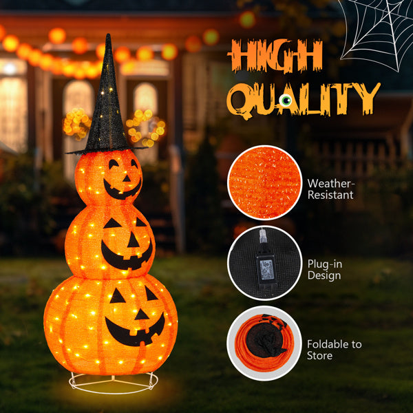 5ft Halloween Collapsible Pumpkin Decorations 100 LED Lights - product view 8