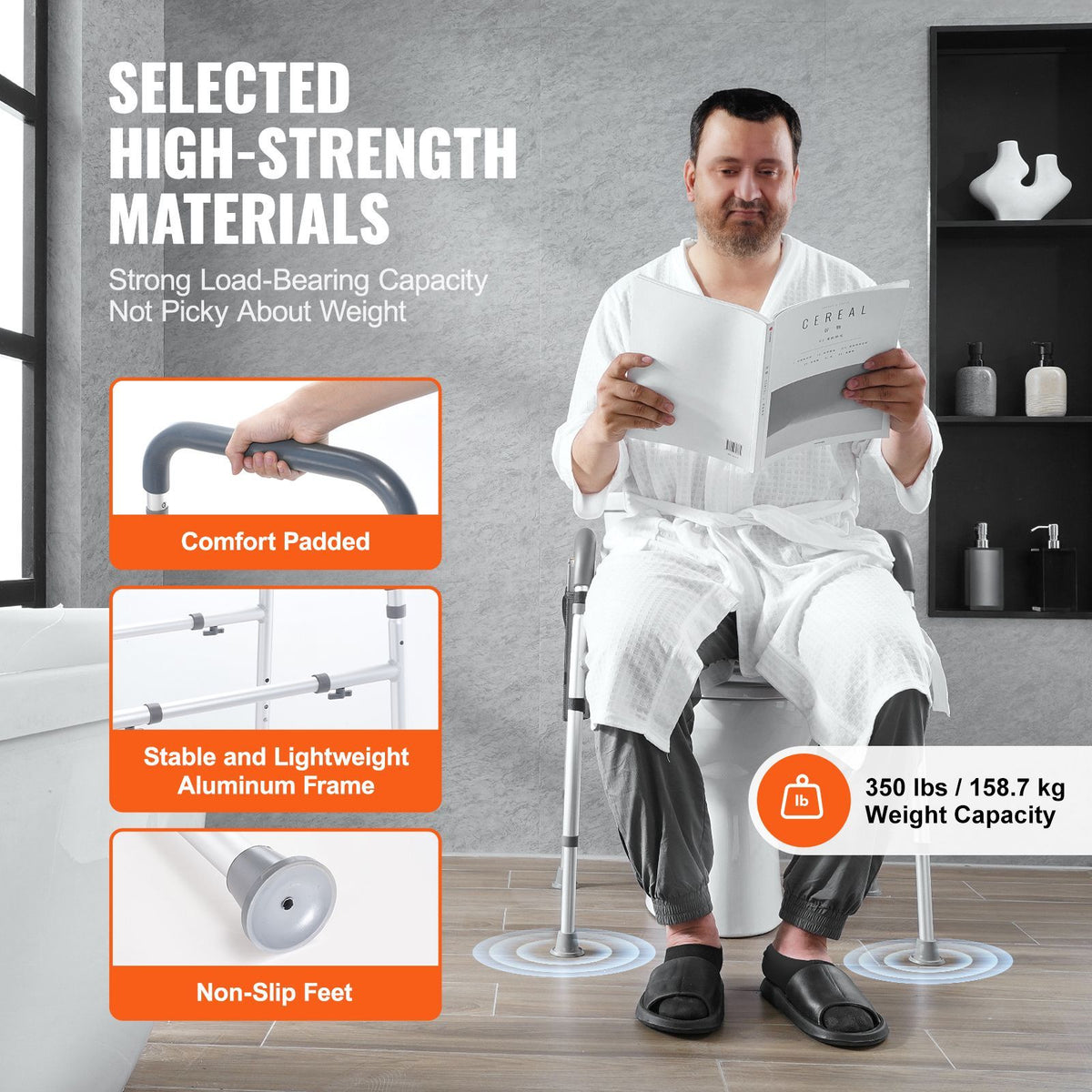VEVOR Raised Toilet Seat with Adjustable Height, 350 lb Capacity