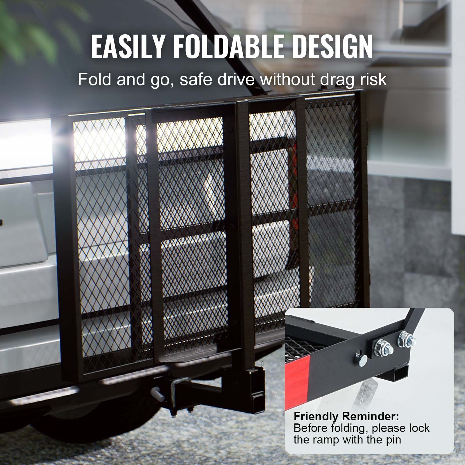 VEVOR Hitch-Mount Cargo Carrier with Folding Ramp