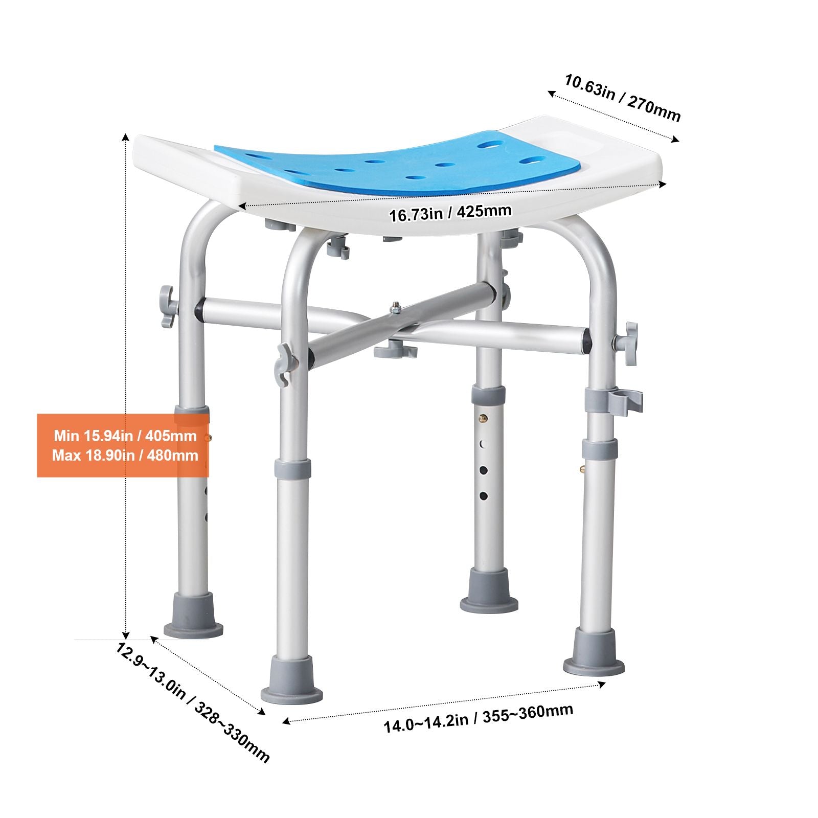 VEVOR Adjustable Shower Chair with Non-Slip Seat