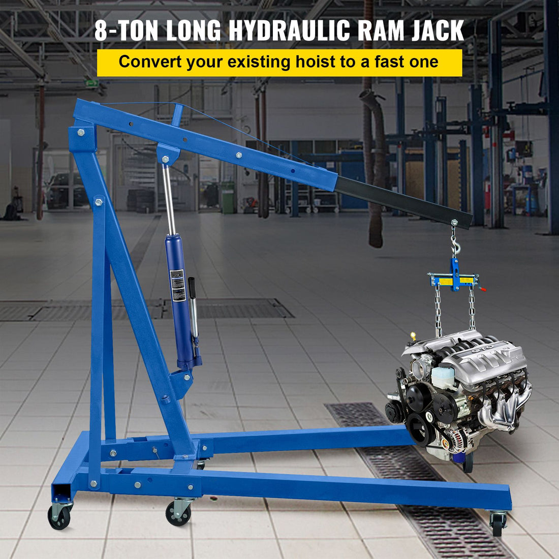 VEVOR 8-Ton Hydraulic Long Ram Jack, Blue