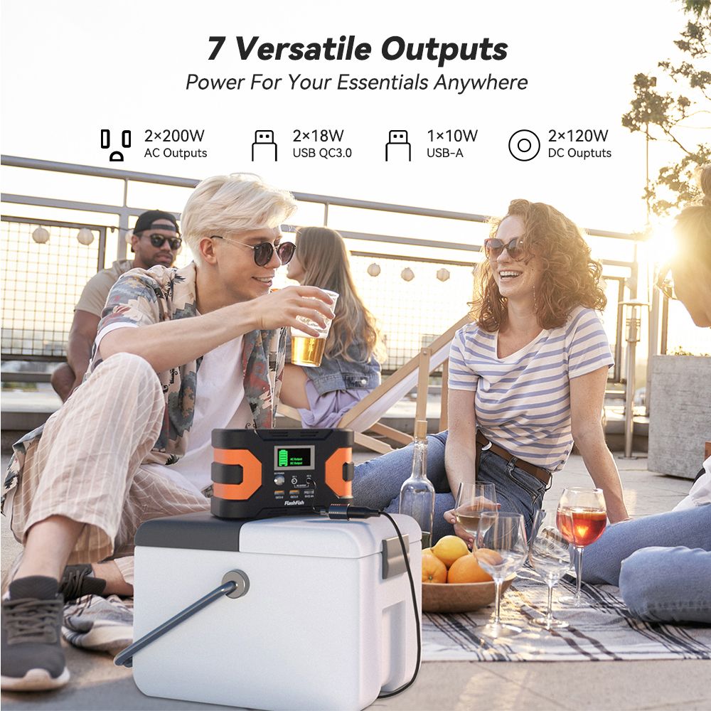 200W Peak Power Station, Flashfish CPAP Battery 166Wh 45000mAh Backup Power Pack with 60W 18V Portable Solar Panel, FLASHFISH Foldable Solar Charger - product view 7