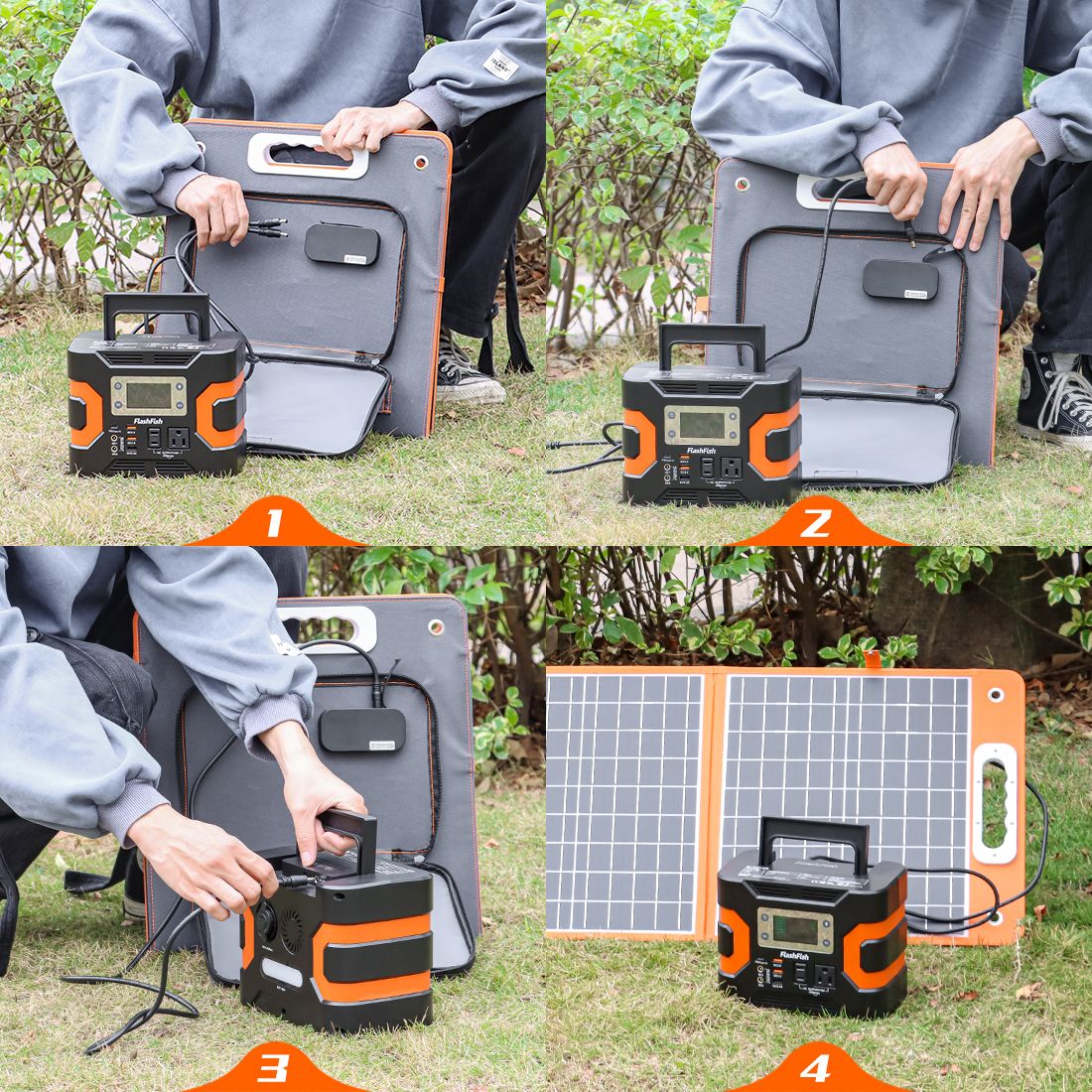 200W Peak Power Station, Flashfish CPAP Battery 166Wh 45000mAh Backup Power Pack with 60W 18V Portable Solar Panel, FLASHFISH Foldable Solar Charger - product view 3