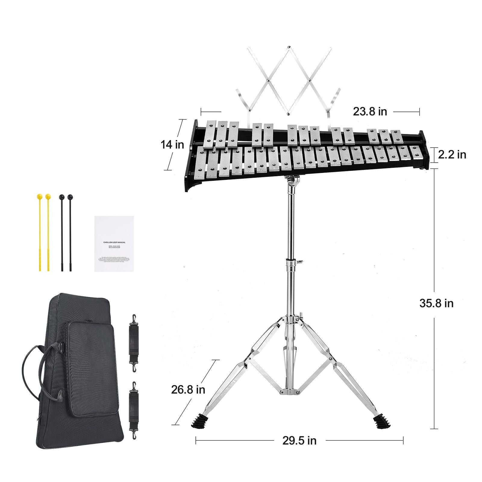 VEVOR 32-Note Glockenspiel Xylophone Bell Kit