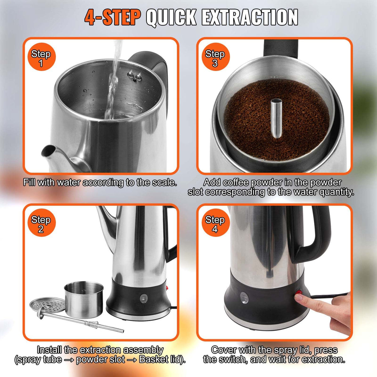 VEVOR 12-Cup Stainless Steel Electric Coffee Percolator