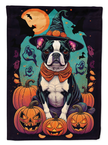 Boston Terrier Witchy Halloween House Flag House-Size Decorative Flag