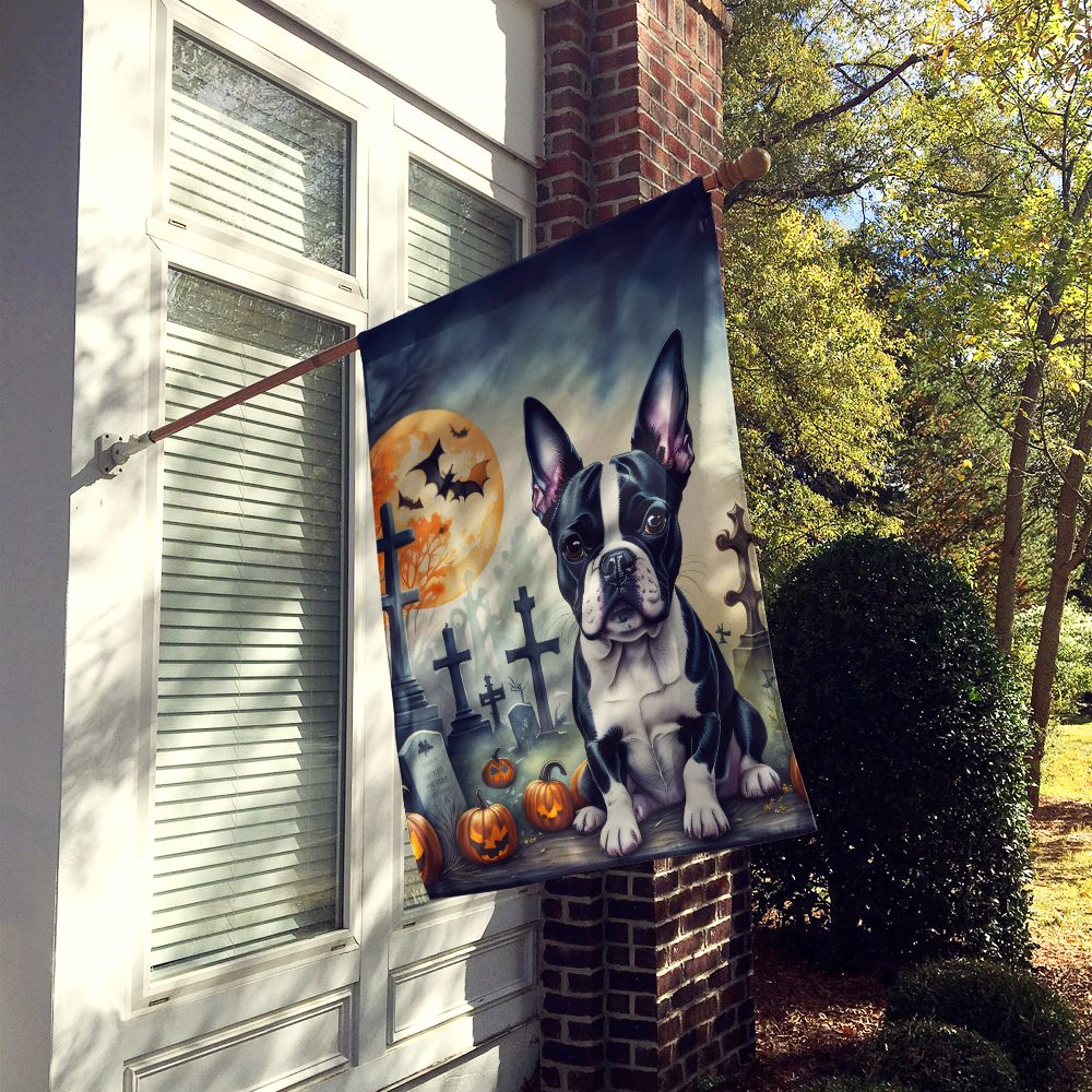 Boston Terrier Spooky Halloween House Flag House-Size Decorative Flag - product view 2