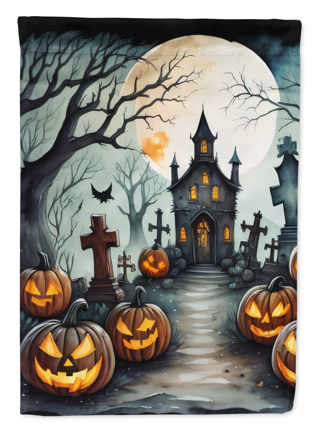 Graveyard Spooky Halloween House Flag House-Size Decorative Flag