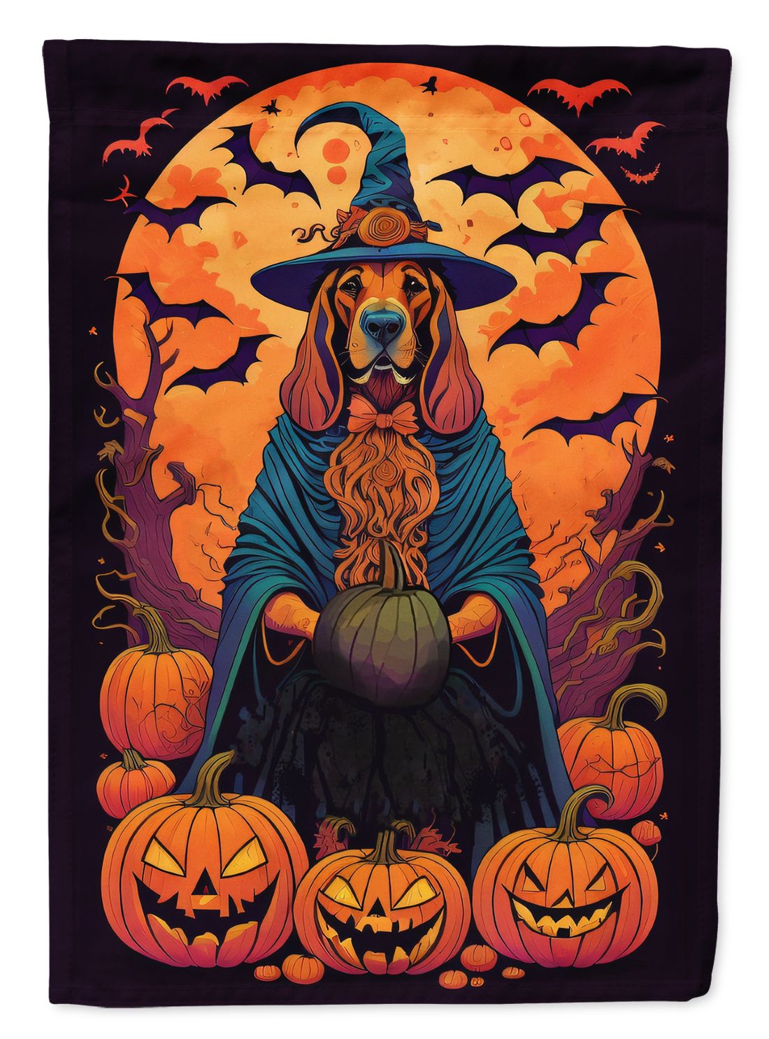 Bloodhound Witchy Halloween House Flag House-Size Decorative Flag