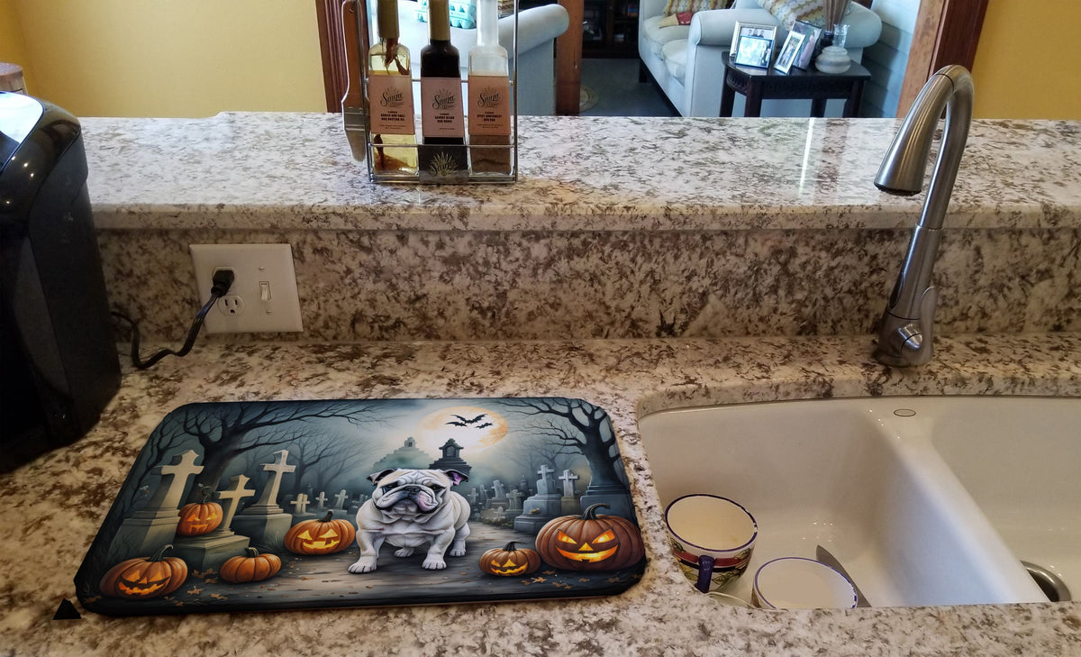 English Bulldog Spooky Halloween Dish Drying Mat 14 x 21 in, Multicolor - product view 2