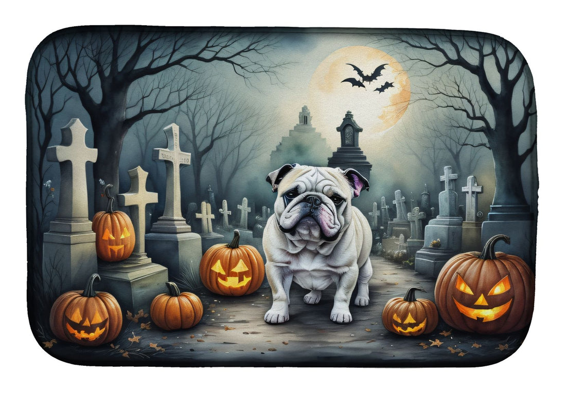 English Bulldog Spooky Halloween Dish Drying Mat 14 x 21 in, Multicolor