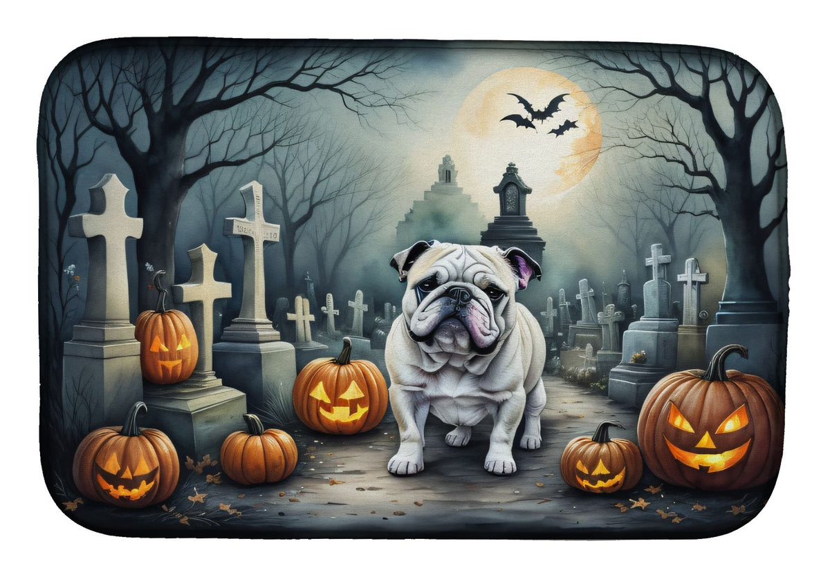 English Bulldog Spooky Halloween Dish Drying Mat 14 x 21 in, Multicolor