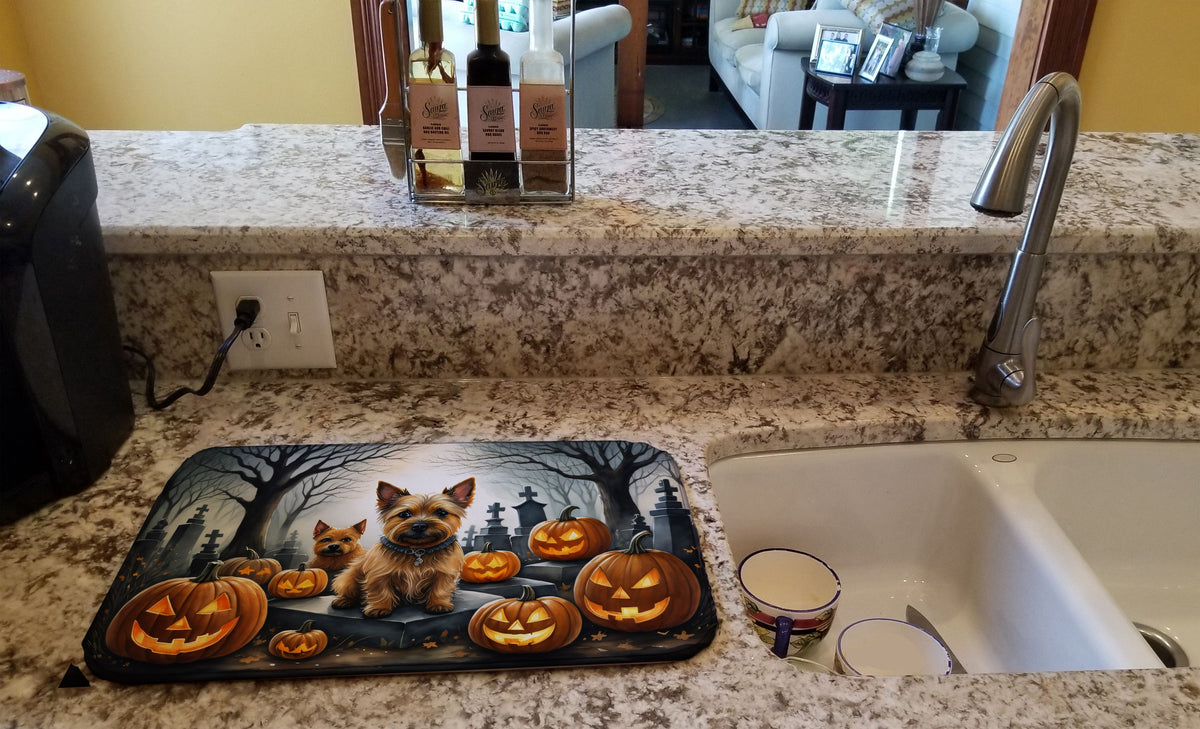 Norwich Terrier Spooky Halloween Dish Drying Mat 14 x 21 in, Multicolor - product view 2