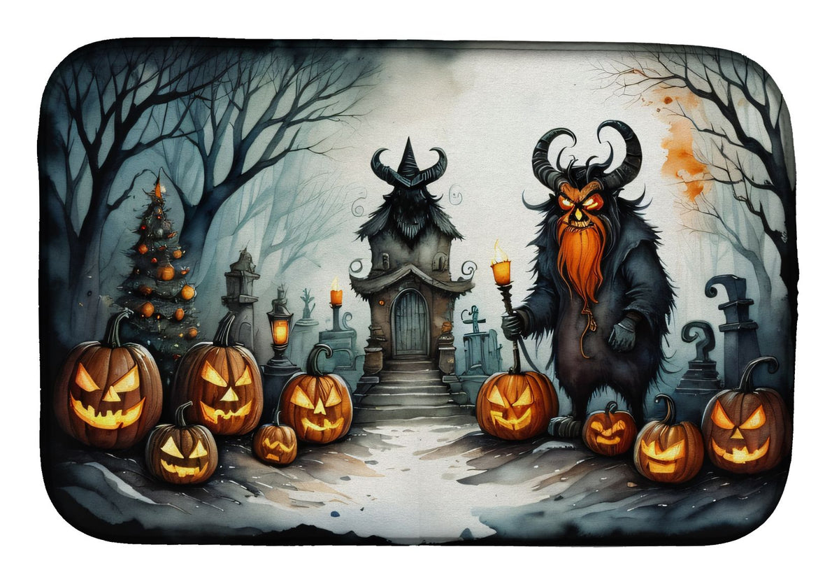 Krampus The Christmas Demon Spooky Halloween Dish Drying Mat 14 x 21 in, Multicolor