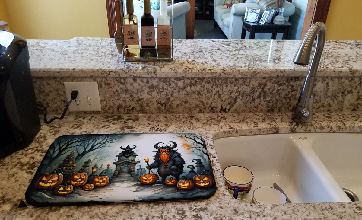 Krampus The Christmas Demon Spooky Halloween Dish Drying Mat 14 x 21 in, Multicolor - product view 2