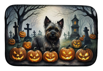 Cairn Terrier Spooky Halloween Dish Drying Mat 14 x 21 in, Multicolor