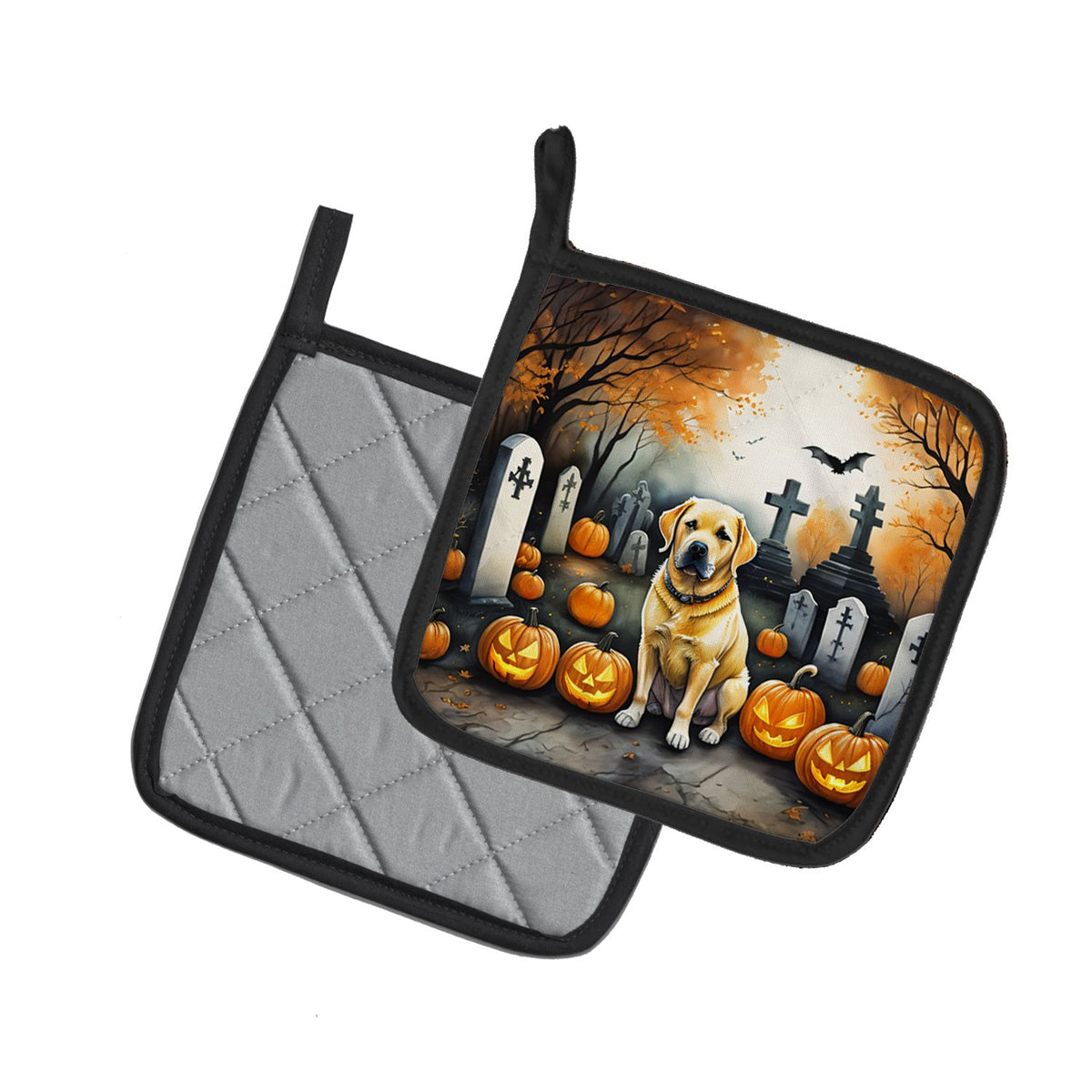 Yellow Labrador Retriever Spooky Halloween Pot Holder Set 7.5 x 7.5 in - product view 2