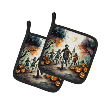 Zombies Spooky Halloween Pot Holder Set 7.5 x 7.5 in