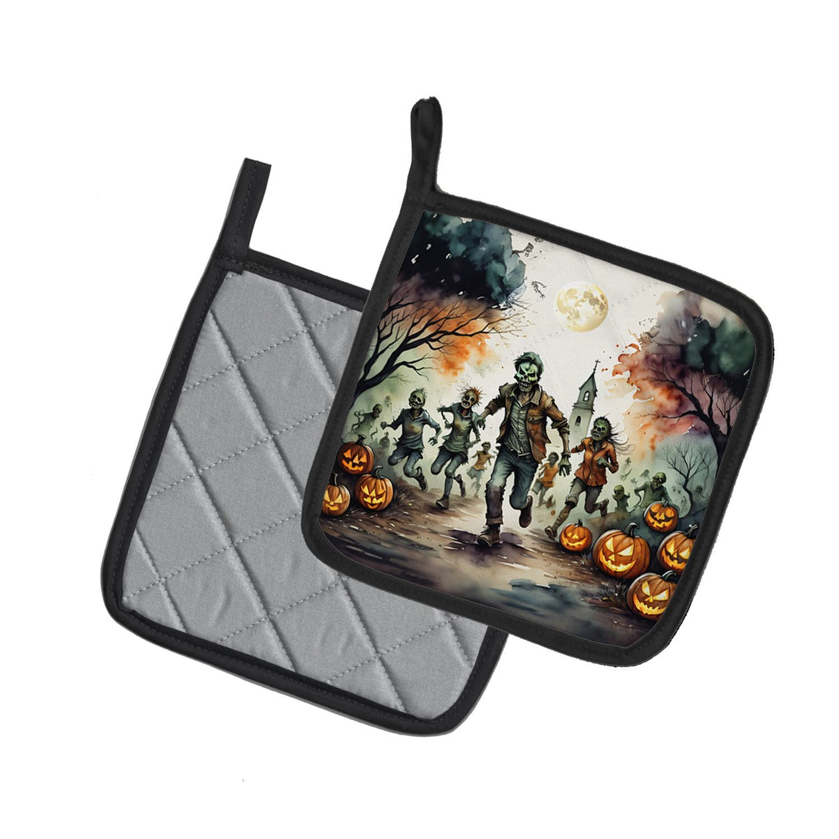 Zombies Spooky Halloween Pot Holder Set 7.5 x 7.5 in - product view 2