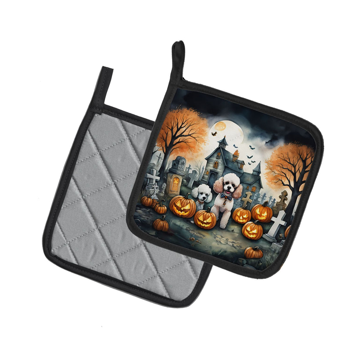 Poodle Spooky Halloween Pot Holder Set 7.5 x 7.5 in - product view 2