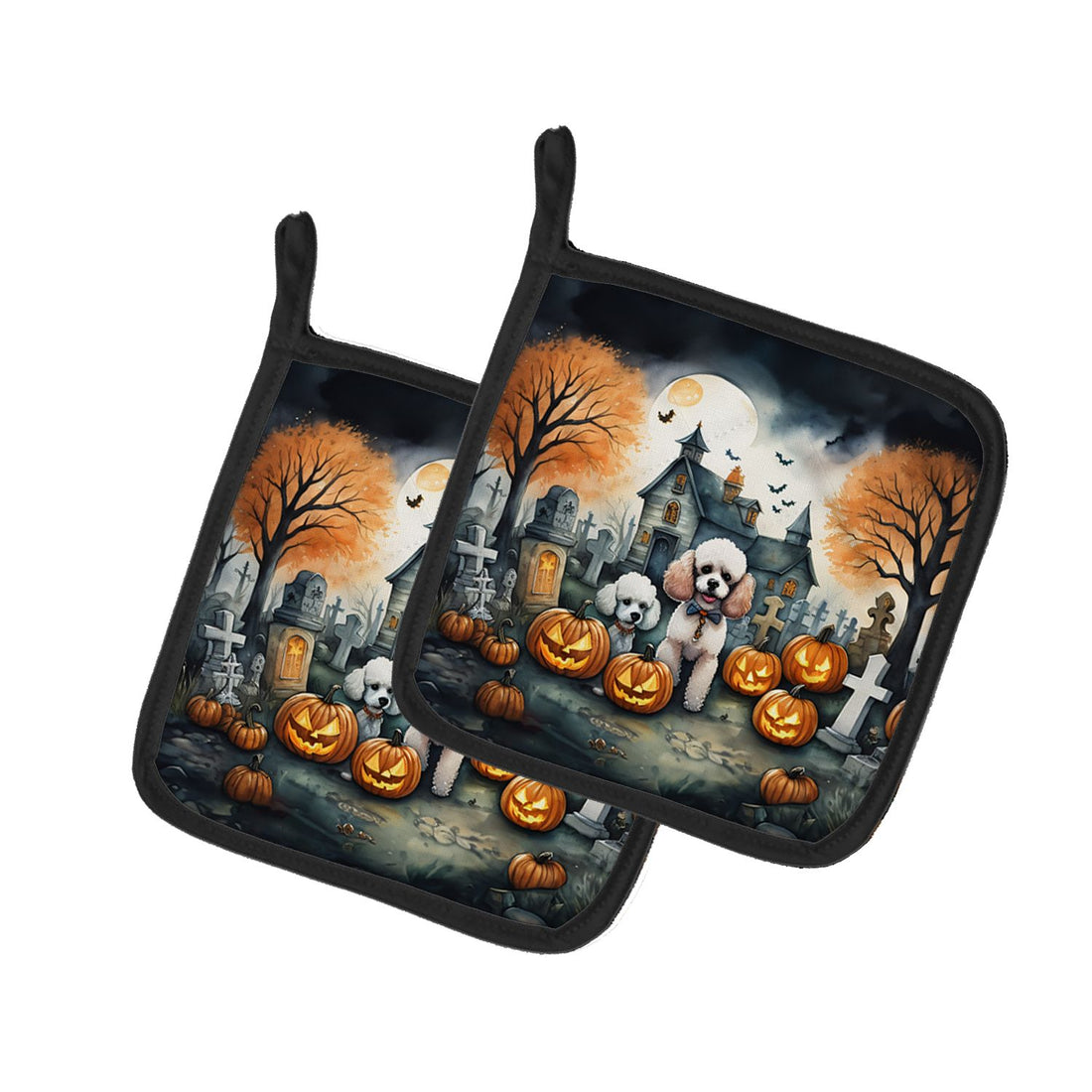 Poodle Spooky Halloween Pot Holder Set 7.5 x 7.5 in