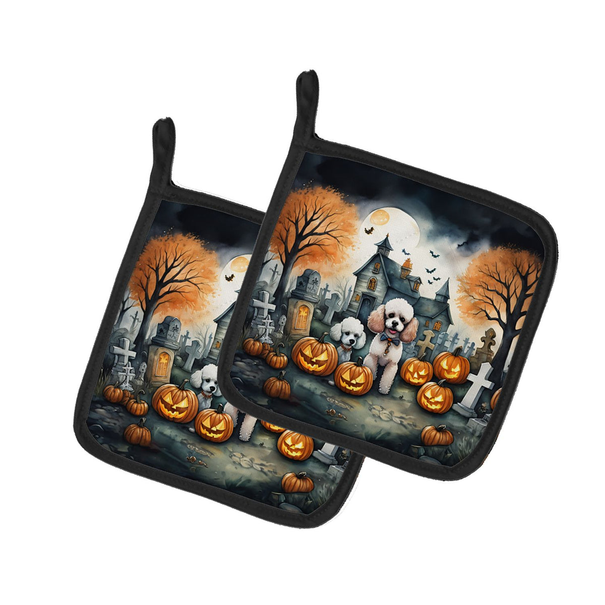 Poodle Spooky Halloween Pot Holder Set 7.5 x 7.5 in