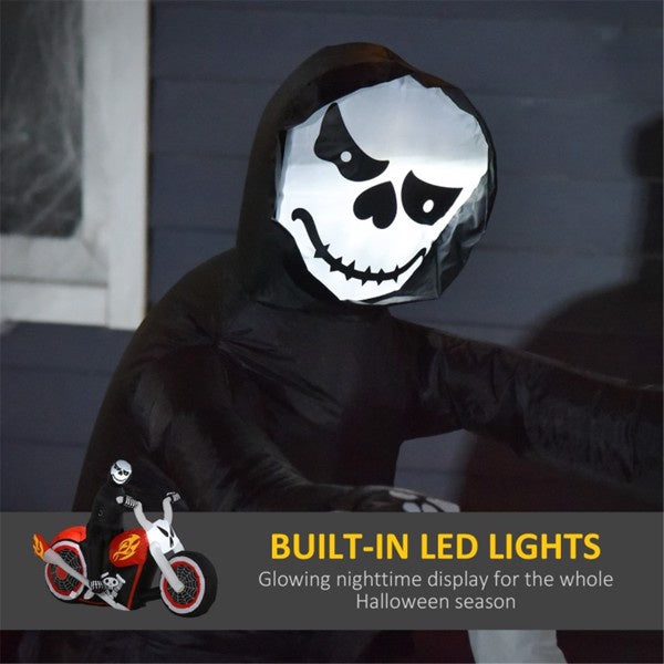5.9ft Lighted Halloween Grim Reaper Ghost Biker Inflatable - product view 4