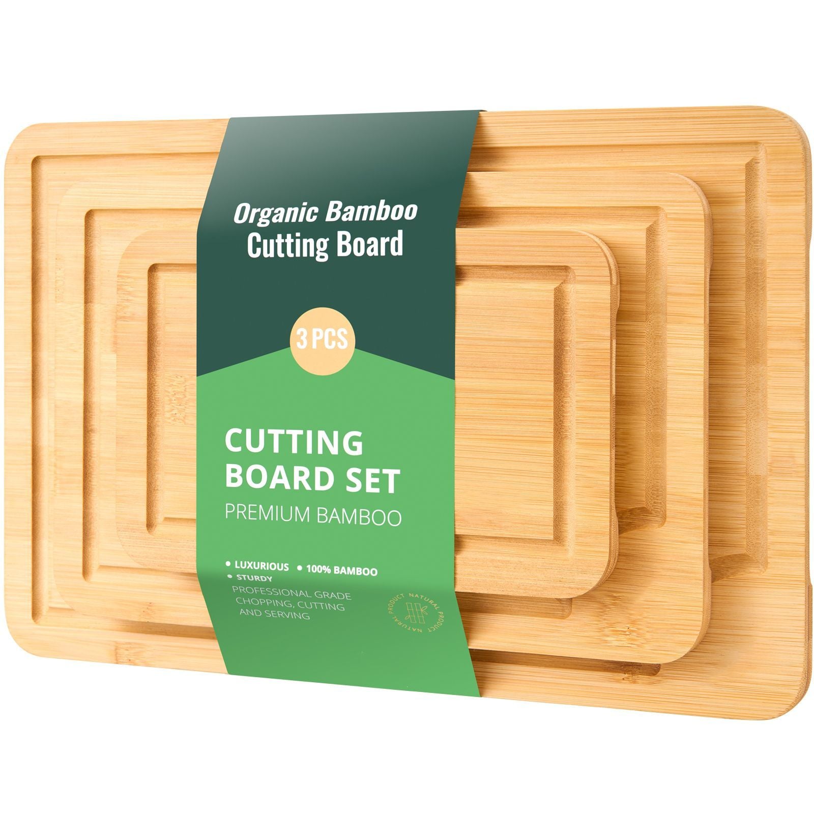 VEVOR 3-Piece Bamboo Cutting Board Set