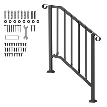 VEVOR Outdoor Stair Handrail for 2-3 Steps, Black