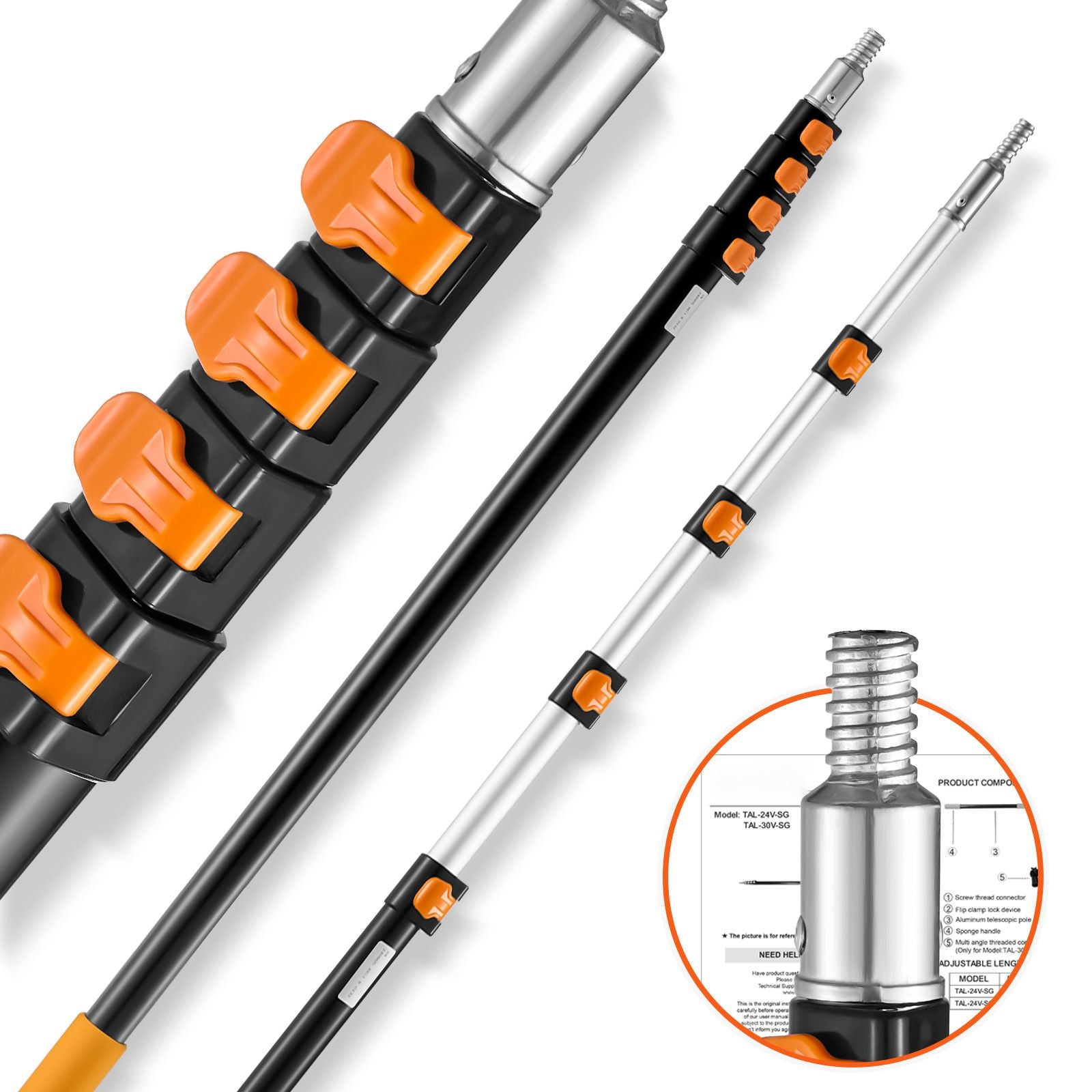 VEVOR 6-24 ft Telescoping Extension Pole, Aluminum
