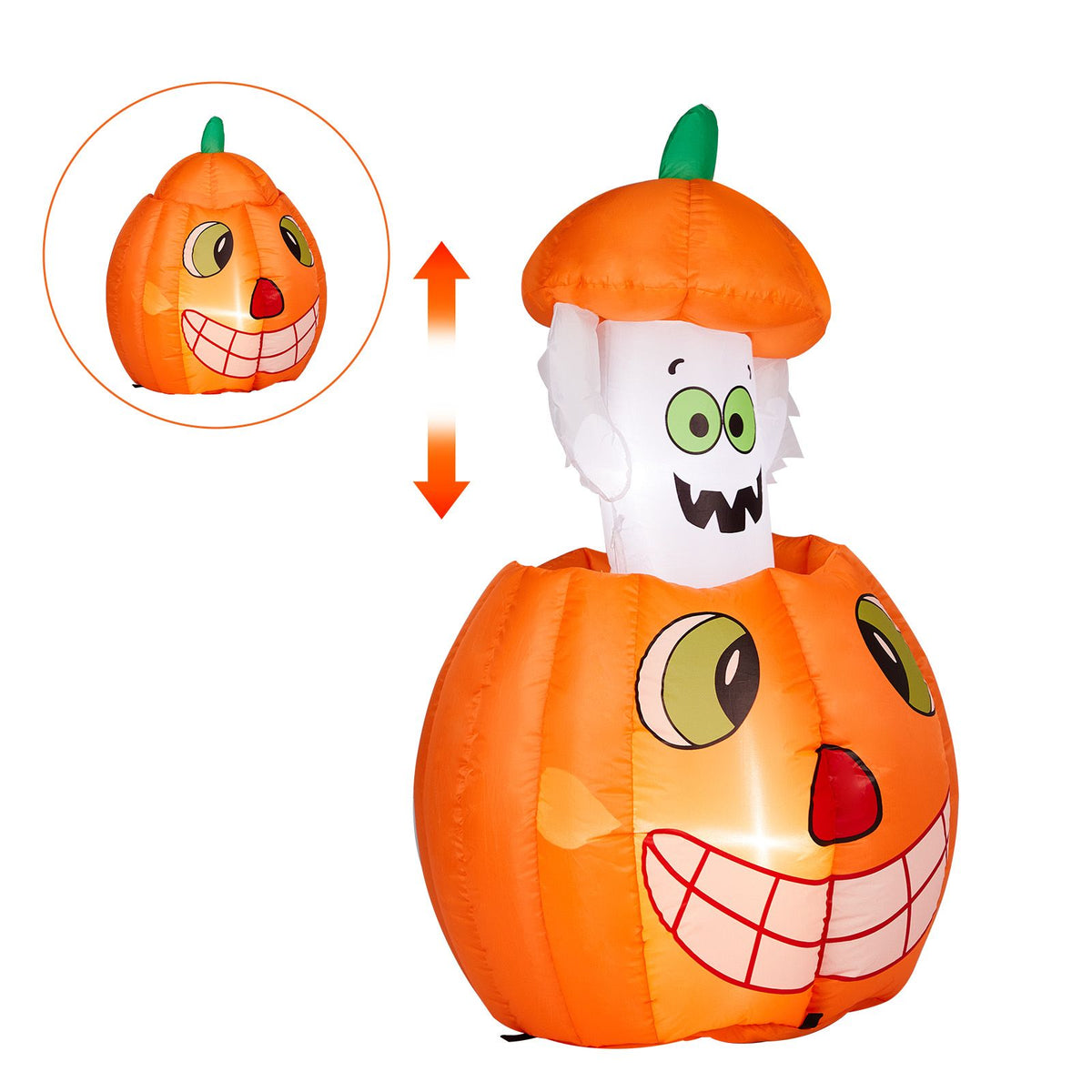 2.8 FT Halloween Inflatables Animated Pumpkin Ghost, Outdoor Decorations Blow Up Yard Decor with Built-in LEDs for Indoor Party Garden Lawn Decor - product view 5
