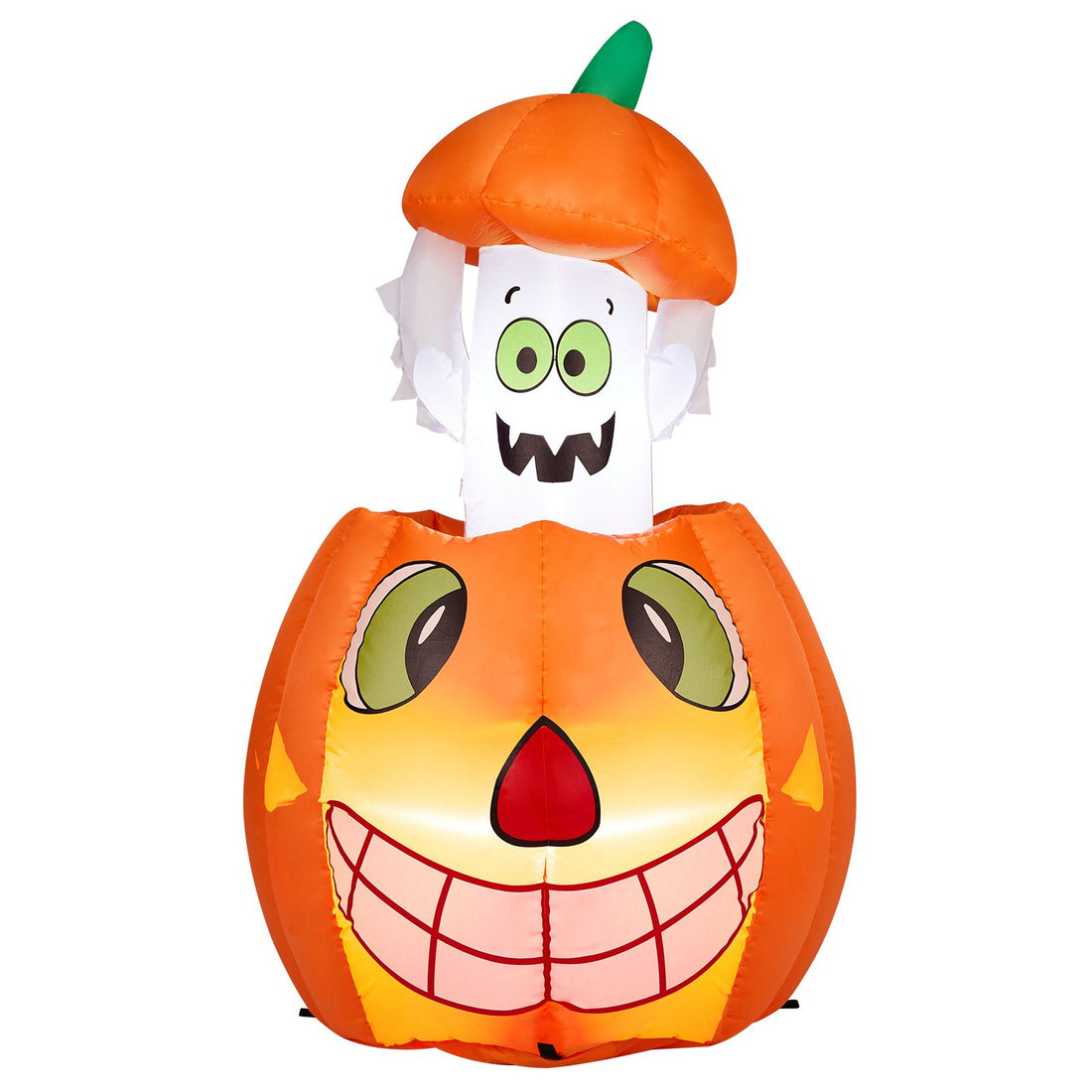 2.8 FT Halloween Inflatables Animated Pumpkin Ghost, Outdoor Decorations Blow Up Yard Decor with Built-in LEDs for Indoor Party Garden Lawn Decor