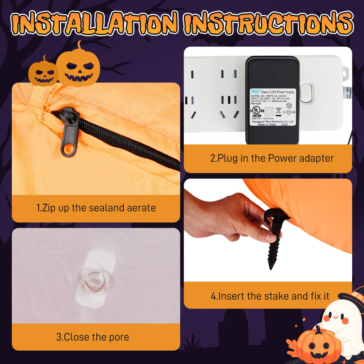 2.8 FT Halloween Inflatables Animated Pumpkin Ghost, Outdoor Decorations Blow Up Yard Decor with Built-in LEDs for Indoor Party Garden Lawn Decor - product view 12