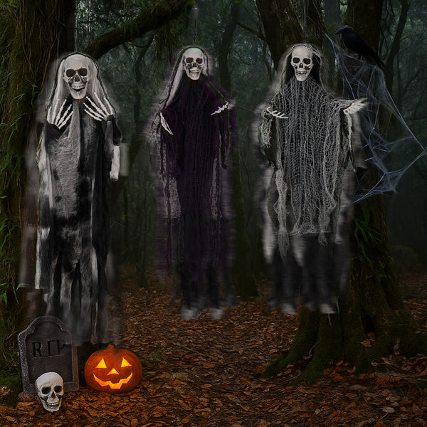 3 Pack Hanging Halloween Skeleton Ghosts Decorations, Grim Reapers for Best Halloween Outdoor Decorations - product view 3