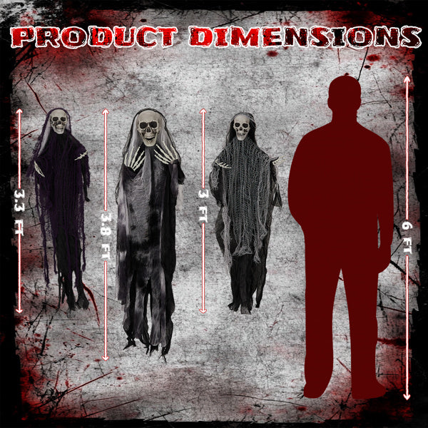 3 Pack Hanging Halloween Skeleton Ghosts Decorations, Grim Reapers for Best Halloween Outdoor Decorations - product view 6