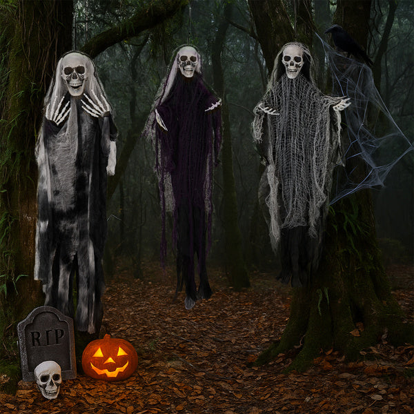 3 Pack Hanging Halloween Skeleton Ghosts Decorations, Grim Reapers for Best Halloween Outdoor Decorations - product view 2