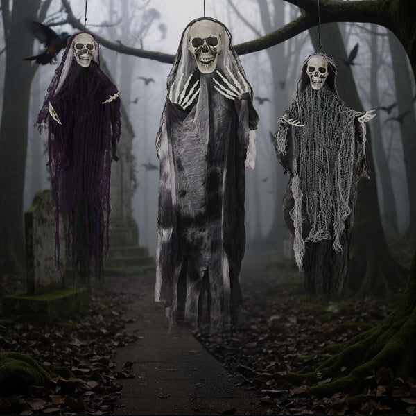 3 Pack Hanging Halloween Skeleton Ghosts Decorations, Grim Reapers for Best Halloween Outdoor Decorations - product view 8