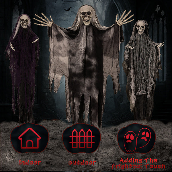3 Pack Hanging Halloween Skeleton Ghosts Decorations, Grim Reapers for Best Halloween Outdoor Decorations - product view 5