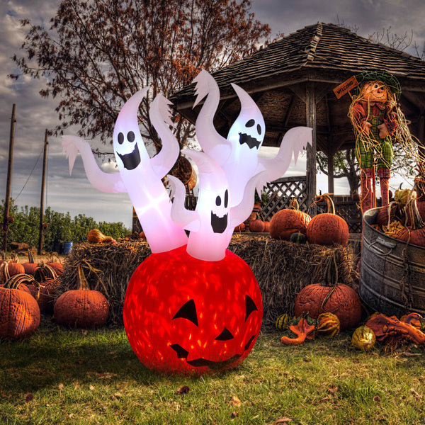 5.9 FT Halloween Inflatable Pumpkin Ghost Outdoor Decorations, Scary Blow up Yard Decor with Built-in LED Lights for Holiday Party Yard Lawn Garden - product view 16
