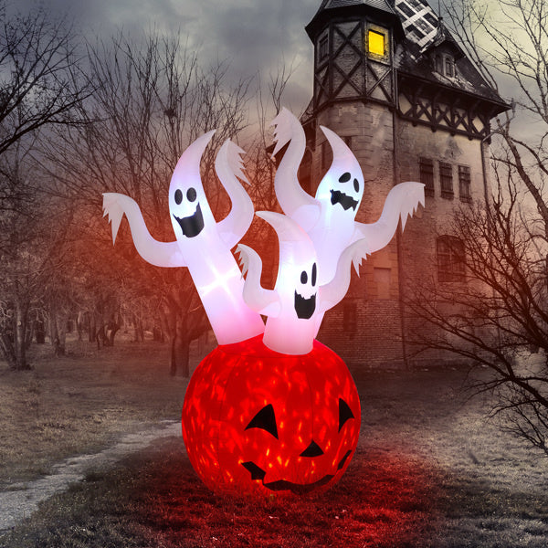 5.9 FT Halloween Inflatable Pumpkin Ghost Outdoor Decorations, Scary Blow up Yard Decor with Built-in LED Lights for Holiday Party Yard Lawn Garden - product view 12