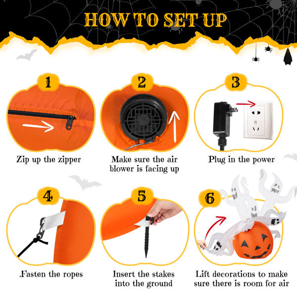 5.9 FT Halloween Inflatable Pumpkin Ghost Outdoor Decorations, Scary Blow up Yard Decor with Built-in LED Lights for Holiday Party Yard Lawn Garden - product view 9